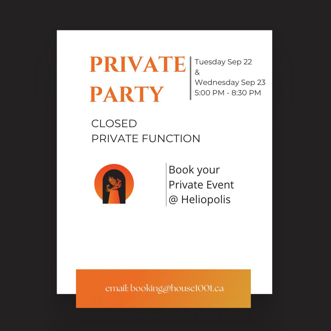Full venue booking and private functions at Heliopolis