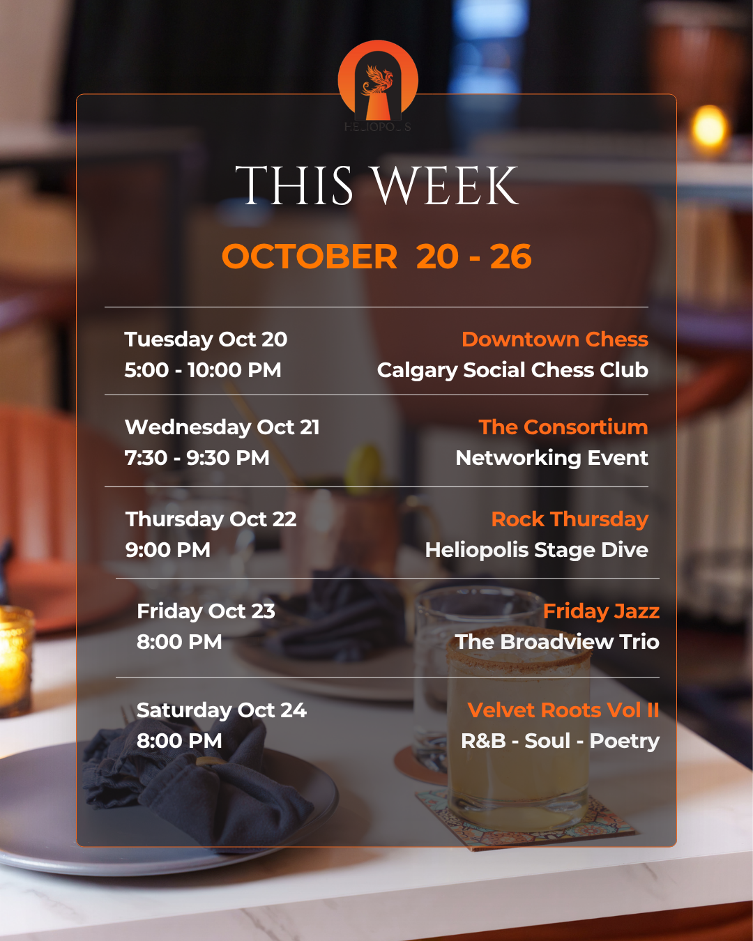 Heliopolis Events Oct 20